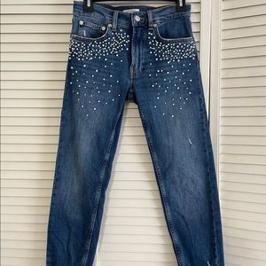 Zara pearl studded mom jeans